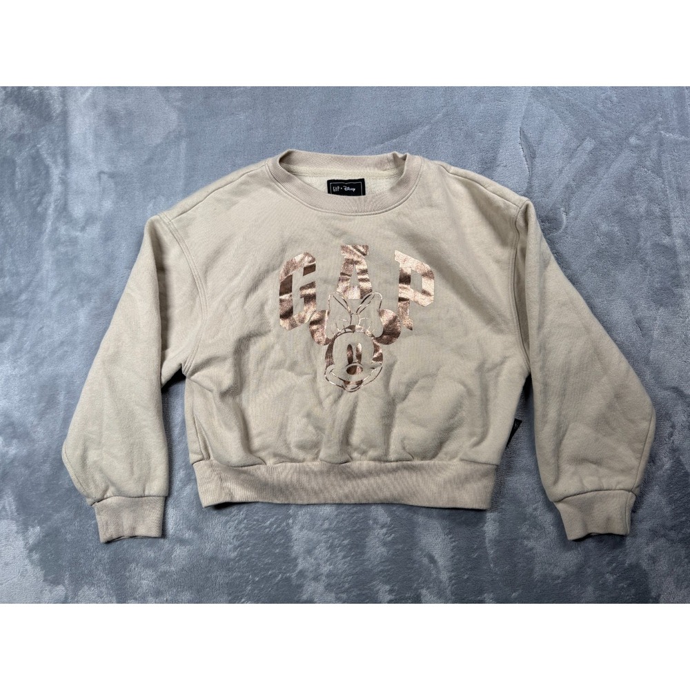Gap x Disney Minnie Mouse Sweatshirt Girls Medium Brown Fleece Lined Graphic